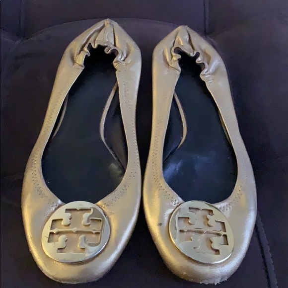 Tory Burch leather Gold Reva flats 9 - Picture 2 of 7